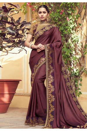 Wine barfi silk saree with blouse 1042