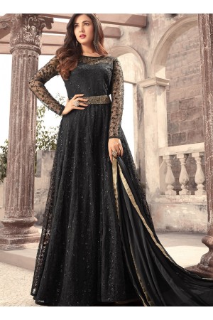 Sonal Chauhan net black color wedding anarkali