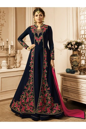 Drashti Dhami Blue color vaishnavi georgette wedding anarkali