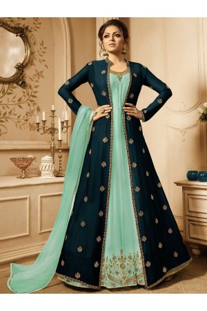 Drashti Dhami peacock green vaishnavi georgette wedding anarkali