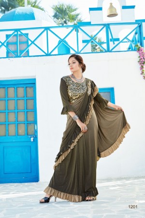 Party wear ruffle saree 1201