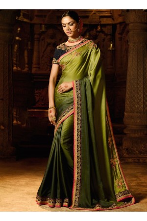 Fresh green fancy fabric shaded saree 74111