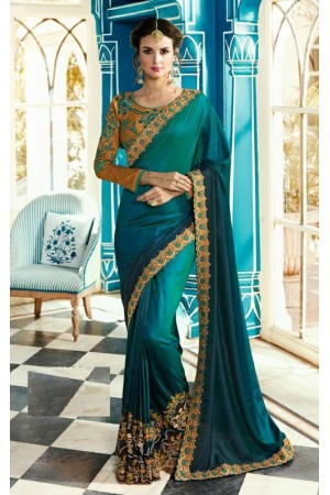 Party wear Designer Sarees Teal Green 7804