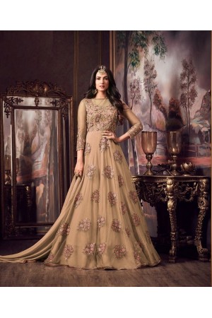 Sonal Chauhan Cream net wedding anarkali