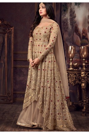 Sonal Chauhan Beige net wedding Lehenga kameez