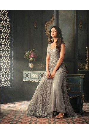 Sonal Chauhan Grey net wedding anarkali