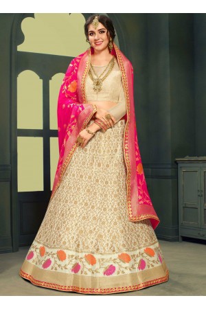 White color silk Indian wedding lehenga choli 603