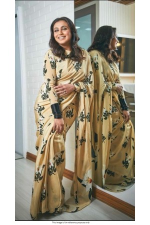 Bollywood Rani Mukerjee inspired beige crepe silk saree