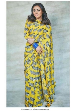 Bollywood Rani Mukerjee inspired yellow crepe silk saree