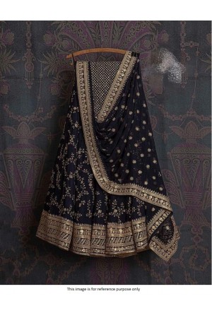 Bollywood Model Navy Blue georgette wedding lehenga