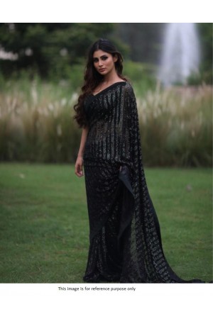 Bollywood Mouni Roy inspired black georgette sequins saree