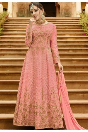 Pink Silk Embroidered Anarkali Suit 101