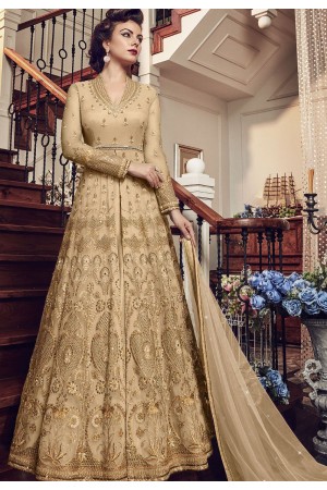 Gold Net Embroidered Lehenga Style Anarkali Suit 5804C