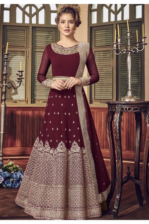 Maroon Georgette Floor Length Designer Anarkali Suit 5801B