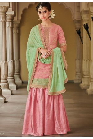 Pink Dola Silk Sharara Style Pakistani Suit 35