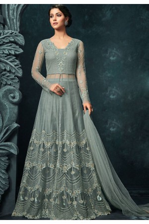 Sky Blue Net Lehenga Style Designer Suit 1203