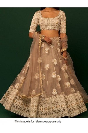 Bollywood model beige lucknowi lehenga