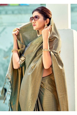 BRONZE GREY KANJIVARAM ZARI SILK 5007