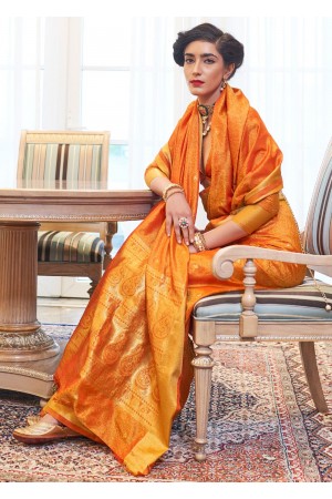 JAFFA ORANGE WOVEN SILK KANJIVARAM 147002