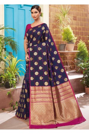 NIGHT BLUE WOVEN KANJIVARAM SILK 3013