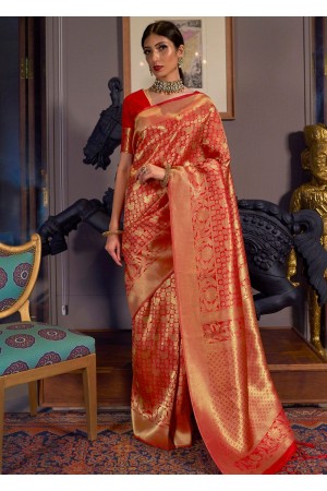 ROYAL PRINCESS GOLDEN RED WOVEN KANJIVARAM 145004