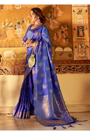 ROYAL STRIKING BLUE WOVEN KANJIVARAM SILK 105