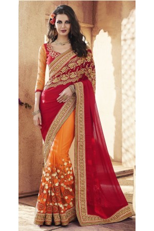 Party-wear-Orange-Red-8-color-saree