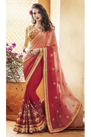 Party-wear-Red-Peach-5-color-saree