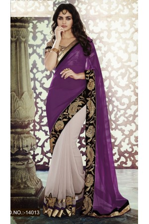 Party-wear-Purple-Powder-Pink-color-saree