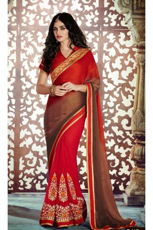 Party-wear-Red-Brown-2-color-saree