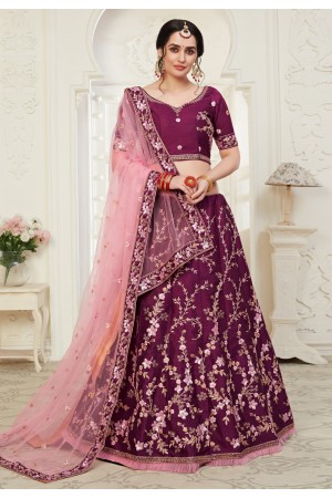 Purple sequins work silk lehenga choli 1011B