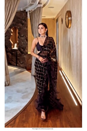 Bollywood Model Blue sequins net saree