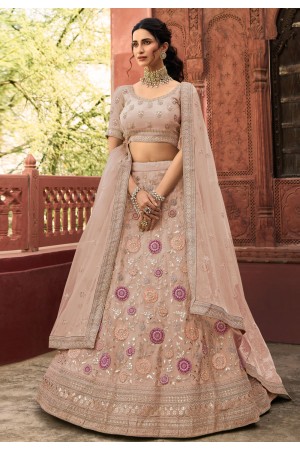 Brown organza embroidered lehenga choli 7224