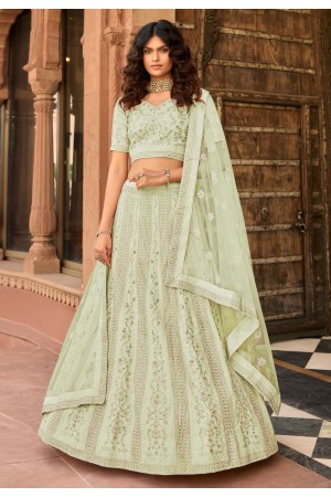 Sea green organza embroidered lehenga choli 7232