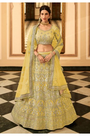 Yellow organza party wear lehenga choli 7231