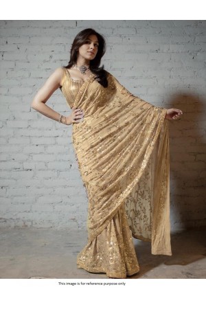 Bollywood Model beige color georgette sequins saree
