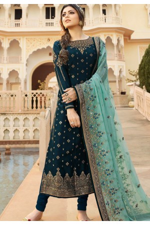 dark blue jacquard embroidered straight churidar suit 3702