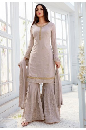 grey shade georgette straight sharara style suit 501