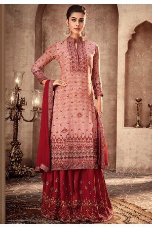 pink shade viscose muslin sharara style pakistani suit 68003