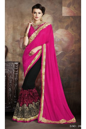 Party-wear-Black-Pink-color-7-saree