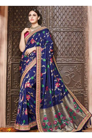 Blue pure banarasi silk wedding saree 1204
