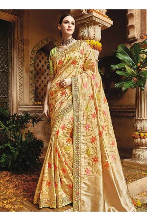 Cream pure banarasi silk wedding saree 1220