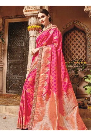 Pink pure banarasi silk wedding saree 1211