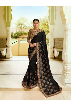 Black silk Indian wedding wear saree 5004