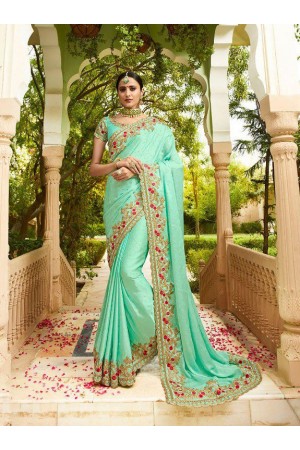 Fresh green silk Indian wedding wear saree 5008