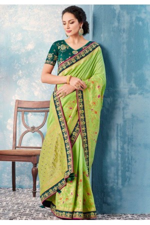 Liril green Indian wedding wear silk saree 7009