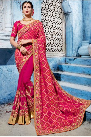 Magenta color silk Indian wedding wear saree 1101