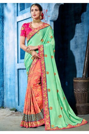Pastel Pink color silk Indian wedding wear saree 1106
