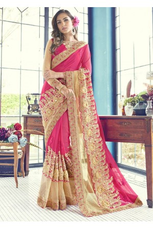 Magenta Faux Georgette Contemporary Embroidered Saree 1506
