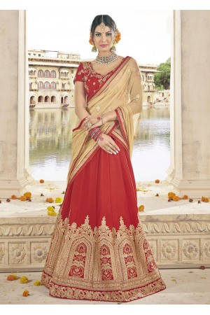 Red Colored Embroidered Art Silk Bridal Lehenga Choli 1311